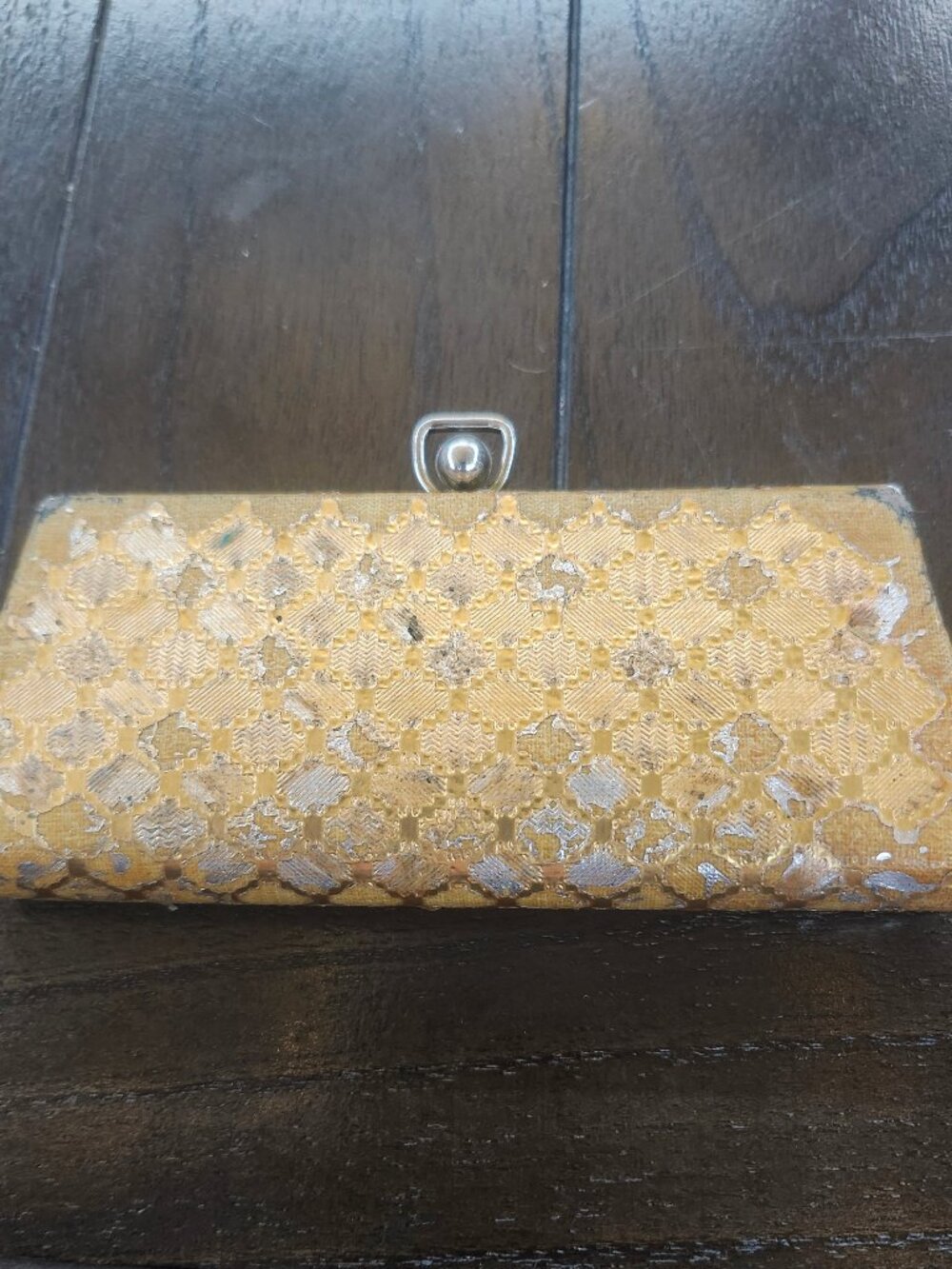 Vintage Menard's Style Kimono Clutch Bag Silver and Gold 1950s 1960s MCM